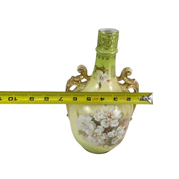 Antique Royal Saxe Germany Porcelain Vase Floral Ornate Handles Home Decor - Picture 4 of 8